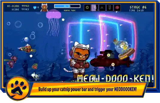 Astro Burn gameplay — Mewdooken catnip special power